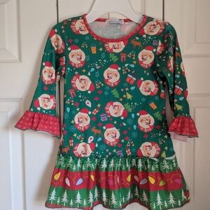 Sunshine Swing Santa Dress with Ruffle Sleeves